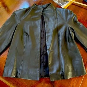 DKNY Black Leather Cropped Jacket